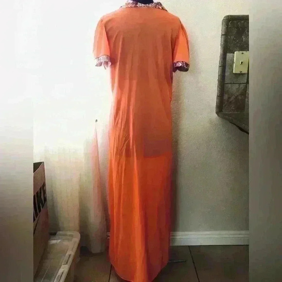 VTG 60s 70s Flower Power nylon Night Gown Cover Robe  Women M-L - Picture 3 of 14